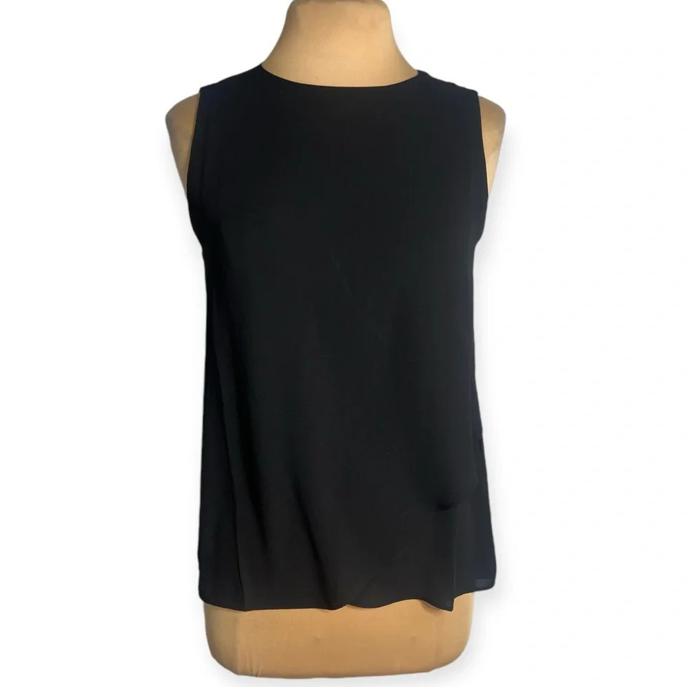 Chicos black chiffon Top CBK minimalist style 570149699 classic layering tank